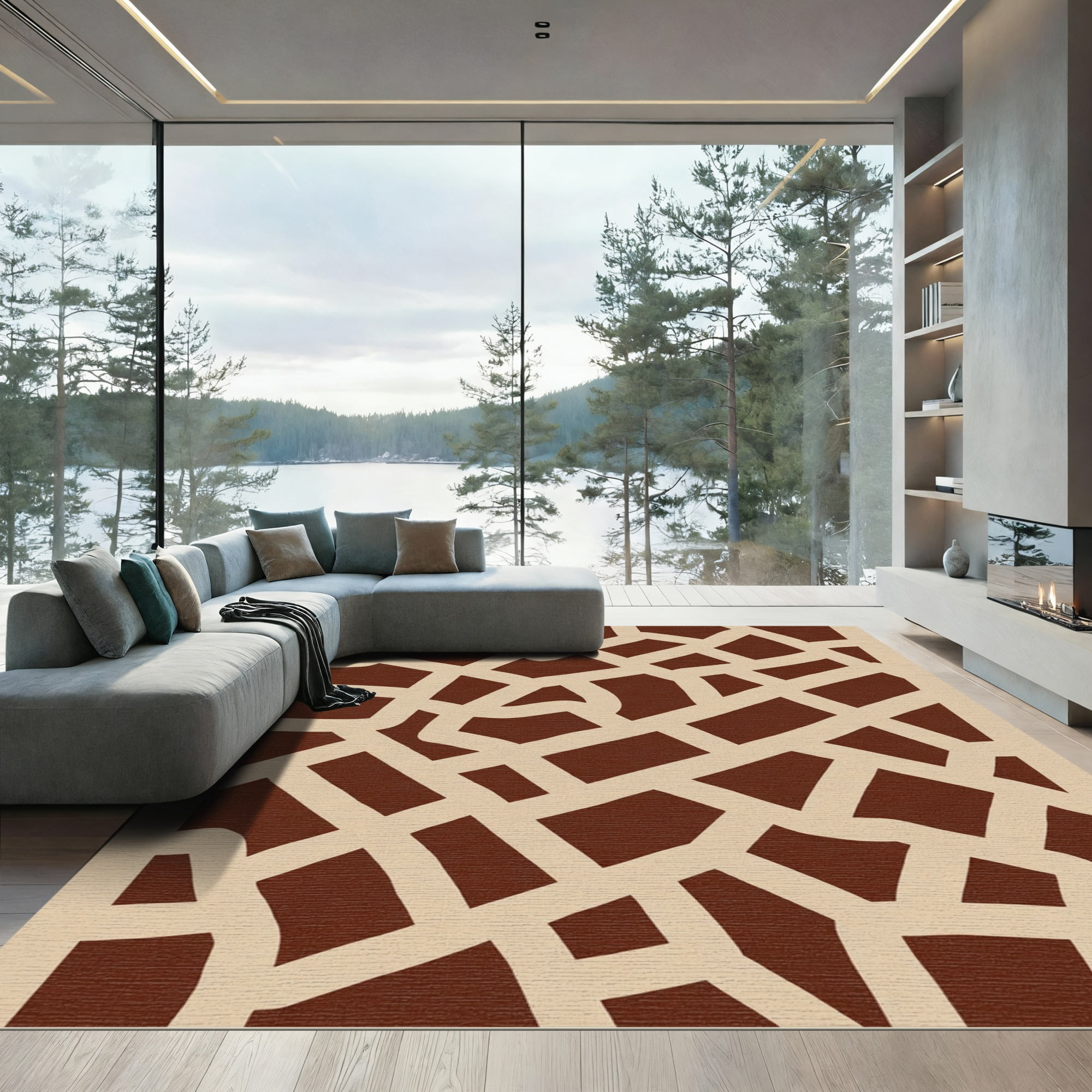 ODIKA 4x6 Machine Washable Non-Slip Area Rug, Savanna with Intricate ...