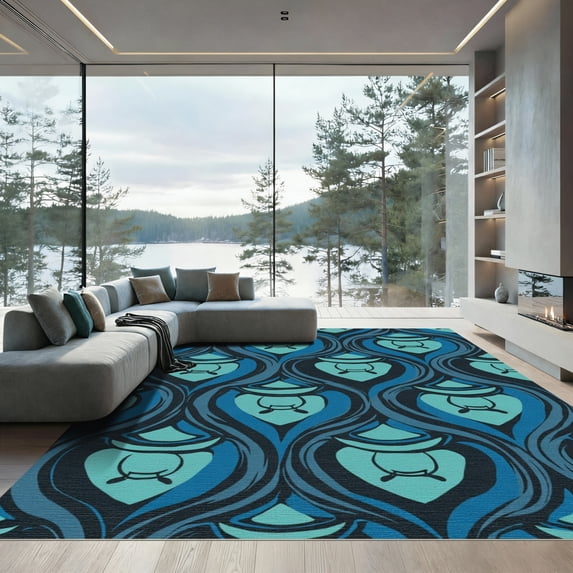 ODIKA 4x6 Machine Washable Non-Slip Area Rug, Scales of the Serpent ...