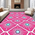 thumbnail image 1 of ODIKA 4'x6' Machine Washable Non-Slip Area Rug, Scandinavian Frosted Starburst Hook Art Motif High Traffic Rug, Pink, 736302, 1 of 7