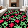 thumbnail image 1 of ODIKA 4'x6' Machine Washable Non-Slip Area Rug, Scandinavian Inspired Yuletide Fir Arrangement with Whimsical Bauble Details High Traffic Rug, Red, 653181, 1 of 7