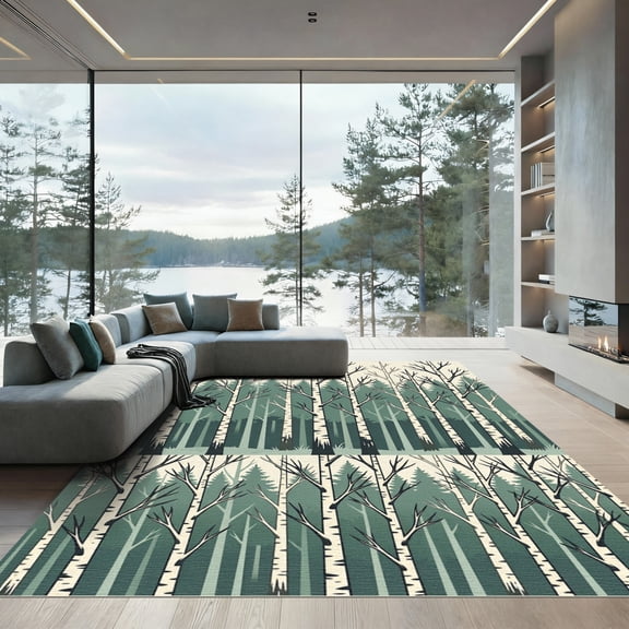 ODIKA 4'x6' Machine Washable Non-Slip Area Rug, Scandinavian Mint Green High Traffic Rug, Green, 1163644