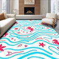 thumbnail image 1 of ODIKA 4'x6' Machine Washable Non-Slip Area Rug, Seahorse Waves Welcome Nautical Ocean Entrance Design High Traffic Rug, Blue, 706978, 1 of 7