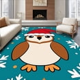 thumbnail image 1 of ODIKA 4'x6' Machine Washable Non-Slip Area Rug, Seasonal Feathered Friend Santa Headgear Punch Art Learning Kit High Traffic Rug with Pad, Teal, 620979, 1 of 8