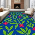 thumbnail image 1 of ODIKA 4'x6' Machine Washable Non-Slip Area Rug, Seasonal Holly Leaf Comfort Trio Foundation High Traffic Rug with Pad, Blue, 738299, 1 of 8