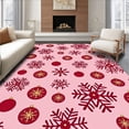 thumbnail image 1 of ODIKA 4'x6' Machine Washable Non-Slip Area Rug, Seasonal Ornaments and Snowflake Cluster Decorative Design High Traffic Rug with Pad, Pink, 652071, 1 of 8