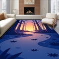 thumbnail image 1 of ODIKA 4'x6' Machine Washable Non-Slip Area Rug, Serene Woodland Sanctuary Beneath Radiant Dusk Canopy High Traffic Rug, Blue, 513962, 1 of 7