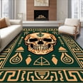 thumbnail image 1 of ODIKA 4'x6' Machine Washable Non-Slip Area Rug, Skull Totem Latch with Ancient Symbol Engravings High Traffic Rug, Green, 625291, 1 of 7
