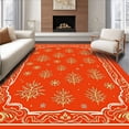 thumbnail image 1 of ODIKA 4'x6' Machine Washable Non-Slip Area Rug, Snow Covered Branches with Subtle Gold Filigree and Sapphire Touches High Traffic Rug with Pad, Red, 625000, 1 of 8