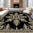 thumbnail image 1 of ODIKA 4'x6' Machine Washable Non-Slip Area Rug, Snowflake Burst Welcome with Crystalline Winter High Traffic Rug, Gold, 628795, 1 of 7