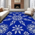 thumbnail image 1 of ODIKA 4'x6' Machine Washable Non-Slip Area Rug, Snowflake Crystal Holiday with Festive Winter Motifs High Traffic Rug with Pad, Blue, 629789, 1 of 8