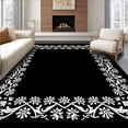 thumbnail image 1 of ODIKA 4'x6' Machine Washable Non-Slip Area Rug, Snowflake Holiday Decorative Floor High Traffic Rug with Pad, Black, 623661, 1 of 8