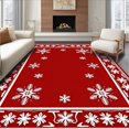 thumbnail image 1 of ODIKA 4'x6' Machine Washable Non-Slip Area Rug, Snowflake Tapestry Patterned with Interwoven Festive Borders High Traffic Rug with Pad, Red, 604203, 1 of 8