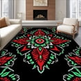 thumbnail image 1 of ODIKA 4'x6' Machine Washable Non-Slip Area Rug, Snowflake Tree Stand with Reversible Holiday Design High Traffic Rug, Black, 741707, 1 of 7