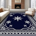 thumbnail image 1 of ODIKA 4'x6' Machine Washable Non-Slip Area Rug, Snowflake Winter Holiday Doormat with Farmhouse Charm Design High Traffic Rug, Blue, 605033, 1 of 7