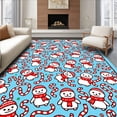 thumbnail image 1 of ODIKA 4'x6' Machine Washable Non-Slip Area Rug, Snowman Parade with Interlocking Canes and Festive Ribbon Swirls High Traffic Rug with Pad, Blue, 627093, 1 of 8