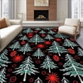 thumbnail image 1 of ODIKA 4'x6' Machine Washable Non-Slip Area Rug, Snowy Evergreen Forest with Festive Starburst and Pinecone Motifs High Traffic Rug, Black, 621308, 1 of 7
