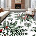 thumbnail image 1 of ODIKA 4'x6' Machine Washable Non-Slip Area Rug, Snowy Forest Tiger Showcasing Artistic Pine and Berry High Traffic Rug with Pad, Green, 744523, 1 of 8