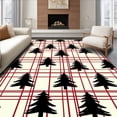thumbnail image 1 of ODIKA 4'x6' Machine Washable Non-Slip Area Rug, Snowy Pine Forest Plaid with Stylized Interlocking Evergreen High Traffic Rug with Pad, Black, 610584, 1 of 8