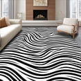 thumbnail image 1 of ODIKA 4'x6' Machine Washable Non-Slip Area Rug, Sophisticated Wave Ripple Distortion Hypnotic Modern High Traffic Rug, Black, 443480, 1 of 7