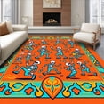 thumbnail image 1 of ODIKA 4'x6' Machine Washable Non-Slip Area Rug, Spooky Bony Musician Festival Themed Flooring High Traffic Rug with Pad, Orange, 704031, 1 of 8