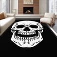 thumbnail image 1 of ODIKA 4'x6' Machine Washable Non-Slip Area Rug, Spooky Skeleton Welcome Doormat With Haunting Face High Traffic Rug, Black, 620205, 1 of 7