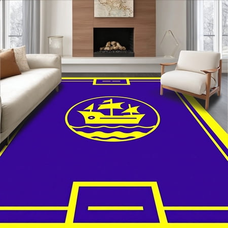 ODIKA 4'x6' Machine Washable Non-Slip Area Rug, Stadium Tribute Entrance Welcoming Display High Traffic Rug, Purple, 672005