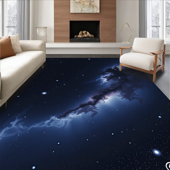 ODIKA 4x6 Machine Washable Non-Slip Area Rug, Starry Night Constellation Doormat High Traffic Rug, Blue, 628943
