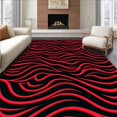 thumbnail image 1 of ODIKA 4'x6' Machine Washable Non-Slip Area Rug, Storm Surge Interlocking Wave Accent High Traffic Rug, Red, 670208, 1 of 7