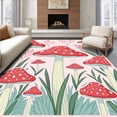 thumbnail image 1 of ODIKA 4'x6' Machine Washable Non-Slip Area Rug, Storybook Toadstool Garden Fantastical Dreamy Artistic High Traffic Rug with Pad, Red, 556923, 1 of 8