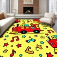 thumbnail image 1 of ODIKA 4'x6' Machine Washable Non-Slip Area Rug, Storybook Train Motif with Cheerful Lettered Cargo and Festive Accents High Traffic Rug, Yellow, 695176, 1 of 7