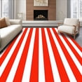 thumbnail image 1 of ODIKA 4'x6' Machine Washable Non-Slip Area Rug, Striped Cabana Beach Umbrella Inspired High Traffic Rug with Pad, Red, 714391, 1 of 8