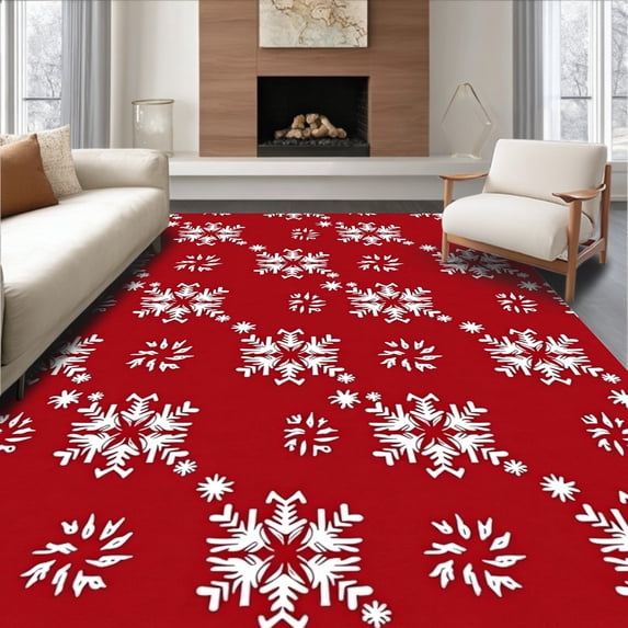 ODIKA 4'x6' Machine Washable Non-Slip Area Rug, Stunning Household Adornment Joyful Gathering Pack High Traffic Rug with Pad, Red, 629516