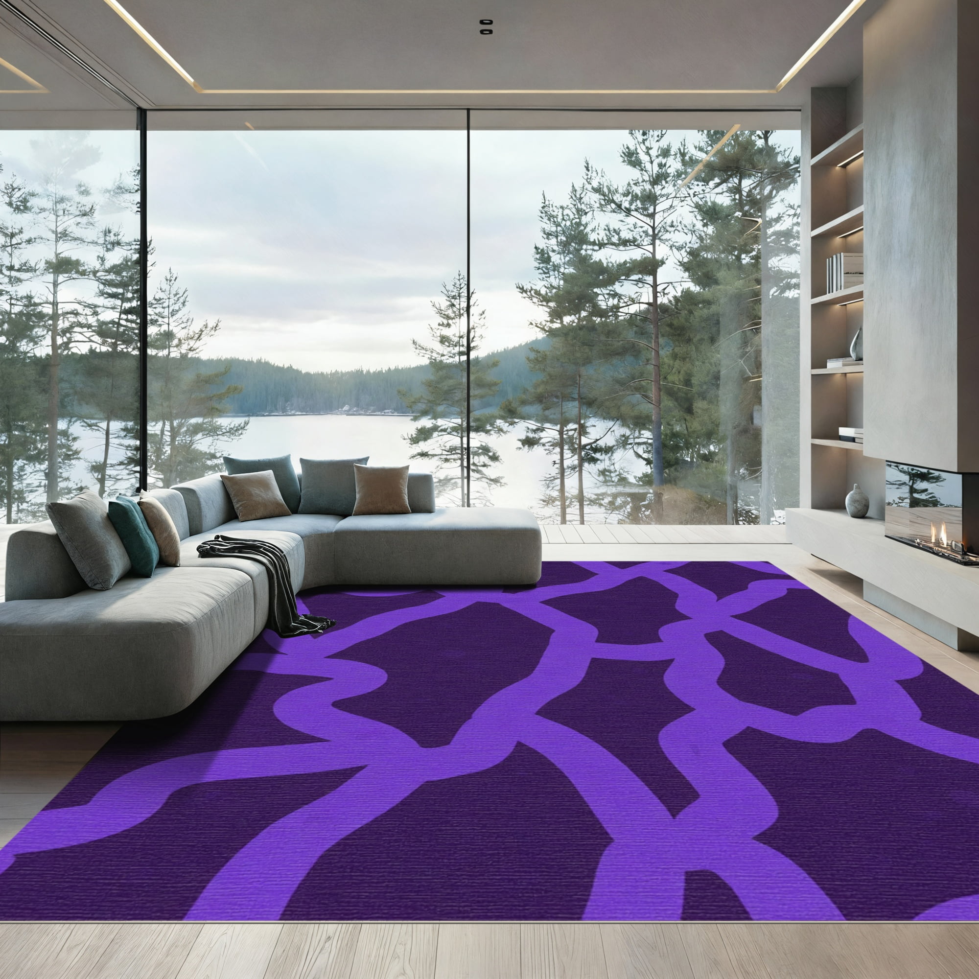 ODIKA 4x6 Machine Washable Non-Slip Area Rug, Stylized Animal Print ...