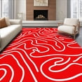 thumbnail image 1 of ODIKA 4'x6' Machine Washable Non-Slip Area Rug, Sun Torii Gateway Motif with Modern Abstract Waves High Traffic Rug with Pad, Red, 555965, 1 of 8