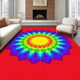 thumbnail image 1 of ODIKA 4'x6' Machine Washable Non-Slip Area Rug, Sunburst Abstract Playmat Vibrant Artistic Multizone High Traffic Rug with Pad, Red, 724285, 1 of 8