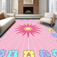thumbnail image 1 of ODIKA 4'x6' Machine Washable Non-Slip Area Rug, Sunburst Alphabet Maze with Letters and Whimsical Cloud Motifs High Traffic Rug with Pad, Pink, 697228, 1 of 8