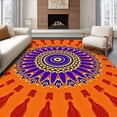 thumbnail image 1 of ODIKA 4'x6' Machine Washable Non-Slip Area Rug, Sunburst Design Entry with Radiating Petal High Traffic Rug, Orange, 671725, 1 of 7