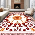 thumbnail image 1 of ODIKA 4'x6' Machine Washable Non-Slip Area Rug, Sunburst Medallion DIY Latch Hook Kit with Radiating Petal High Traffic Rug with Pad, Orange, 633137, 1 of 8
