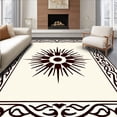 thumbnail image 1 of ODIKA 4'x6' Machine Washable Non-Slip Area Rug, Sunburst Medallion with Interlocking Waves and Minimalist Detailing High Traffic Rug, Ivory, 716347, 1 of 7