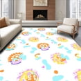 thumbnail image 1 of ODIKA 4'x6' Machine Washable Non-Slip Area Rug, Sunrise Alphabet Parade Design with Playful Letter Motifs and Whimsical Accents High Traffic Rug with Pad, Orange, 697246, 1 of 8