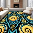 thumbnail image 1 of ODIKA 4'x6' Machine Washable Non-Slip Area Rug, Sunset Shore Mosaic Featuring Nautilus Shells and Wave Crest Motifs High Traffic Rug, Gold, 714067, 1 of 7