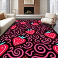 thumbnail image 1 of ODIKA 4'x6' Machine Washable Non-Slip Area Rug, Sweet Berry with Artistic Swirl and Inspired Fruit High Traffic Rug with Pad, Black, 682414, 1 of 8