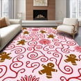 thumbnail image 1 of ODIKA 4'x6' Machine Washable Non-Slip Area Rug, Sweet Swirl Doormat Featuring Playful Gingerbread Figures and Snowflake Accents High Traffic Rug, Pink, 651354, 1 of 7