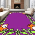 thumbnail image 1 of ODIKA 4'x6' Machine Washable Non-Slip Area Rug, Swinging Primate Friends Circular Playmat Tufted Cartoon High Traffic Rug, Purple, 720797, 1 of 7