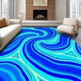 thumbnail image 1 of ODIKA 4'x6' Machine Washable Non-Slip Area Rug, Swirling Ocean Wave Abstract with Flowing Tie Dye Motifs High Traffic Rug with Pad, Blue, 553898, 1 of 8