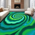 thumbnail image 1 of ODIKA 4'x6' Machine Washable Non-Slip Area Rug, Swirling Vortex Spiral Waves Artistic Indoor Floor Covering High Traffic Rug with Pad, Green, 550428, 1 of 8