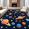 thumbnail image 1 of ODIKA 4'x6' Machine Washable Non-Slip Area Rug, System Space Explorer Journey with Planets & Stars Navigation High Traffic Rug, Navy, 686842, 1 of 7