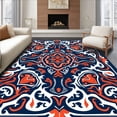 thumbnail image 1 of ODIKA 4'x6' Machine Washable Non-Slip Area Rug, Tidal Bloom Oceanic Floral Motif High Traffic Rug with Pad, Navy Blue, 337328, 1 of 8
