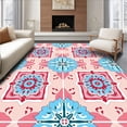 thumbnail image 1 of ODIKA 4'x6' Machine Washable Non-Slip Area Rug, Tile Mosaic Exotic Ornate Medallion Artisan High Traffic Rug with Pad, Pink, 560105, 1 of 8