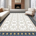 thumbnail image 1 of ODIKA 4'x6' Machine Washable Non-Slip Area Rug, Tile Mosaic Floor Covering with Scroll Work High Traffic Rug, Blue, 597791, 1 of 7